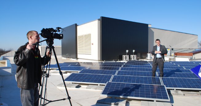 Professor Ken Conca on the roof of the SIS building.
